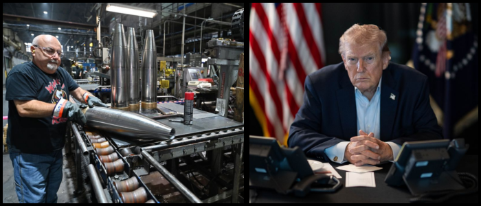 Two images: one of a man operating a machine, the other of a man working at a desk with a computer.